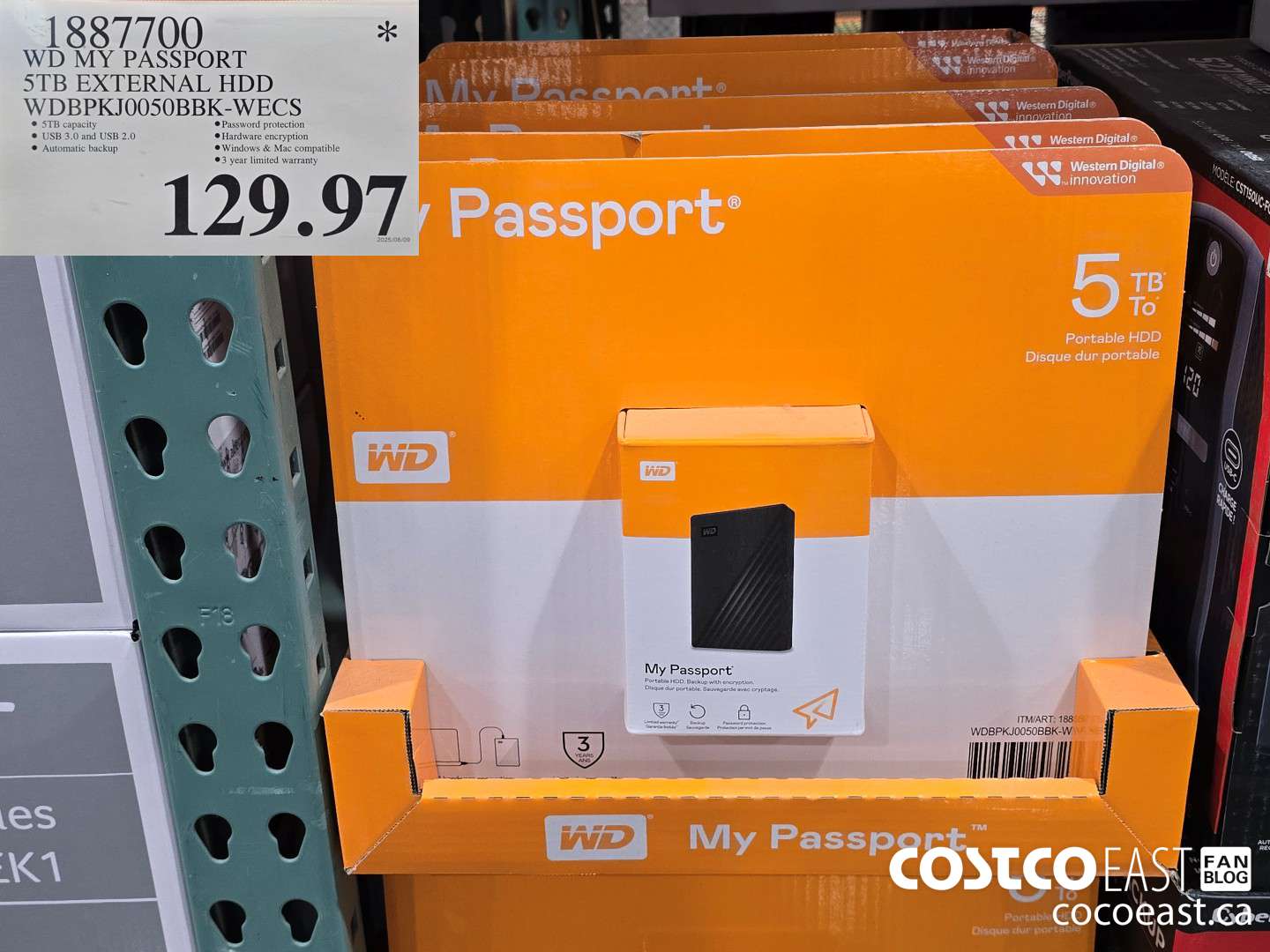 1887700 WESTERN DIGITAL MY PASSPORT 5TB HDD HARD DRIVE $127.97