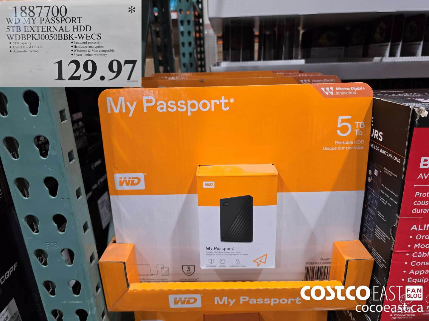 1887700 WESTERN DIGITAL MY PASSPORT 5TB HDD HARD DRIVE $127.97