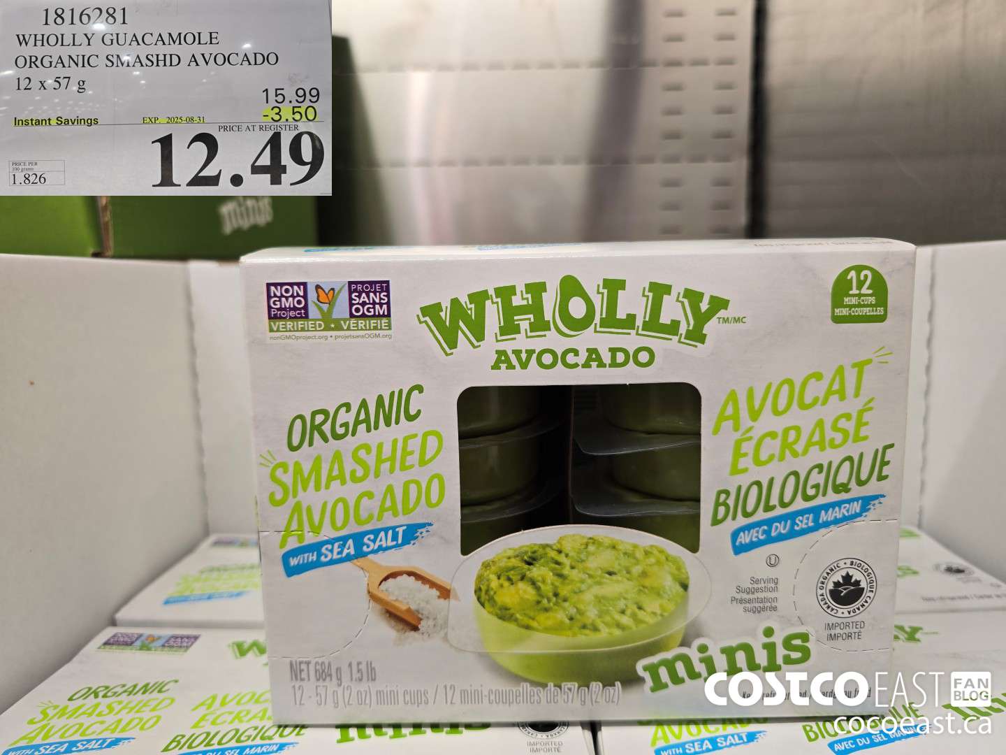 1816281 WHOLLY GUACAMOLE ORGANIC SMASHD AVOCADO 12 X 57 G ($3.50 INSTANT SAVINGS EXPIRES ON 2025-08-31) $12.49