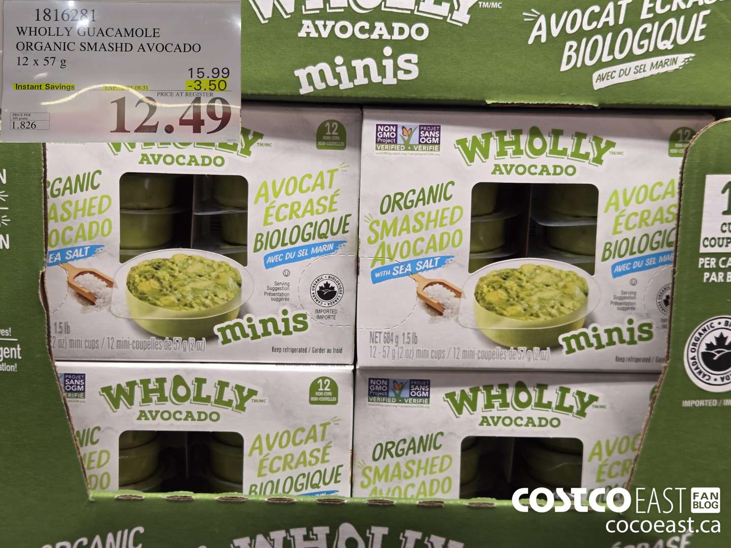 1816281 WHOLLY GUACAMOLE ORGANIC SMASHD AVOCADO 12 X 57 G ($3.50 INSTANT SAVINGS EXPIRES ON 2025-08-31) $12.49