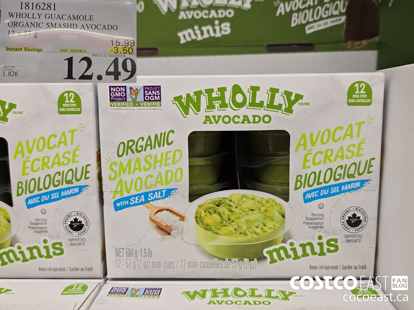 1816281 WHOLLY GUACAMOLE ORGANIC SMASHD AVOCADO 12 X 57 G ($3.50 INSTANT SAVINGS EXPIRES ON 2025-08-31) $12.49