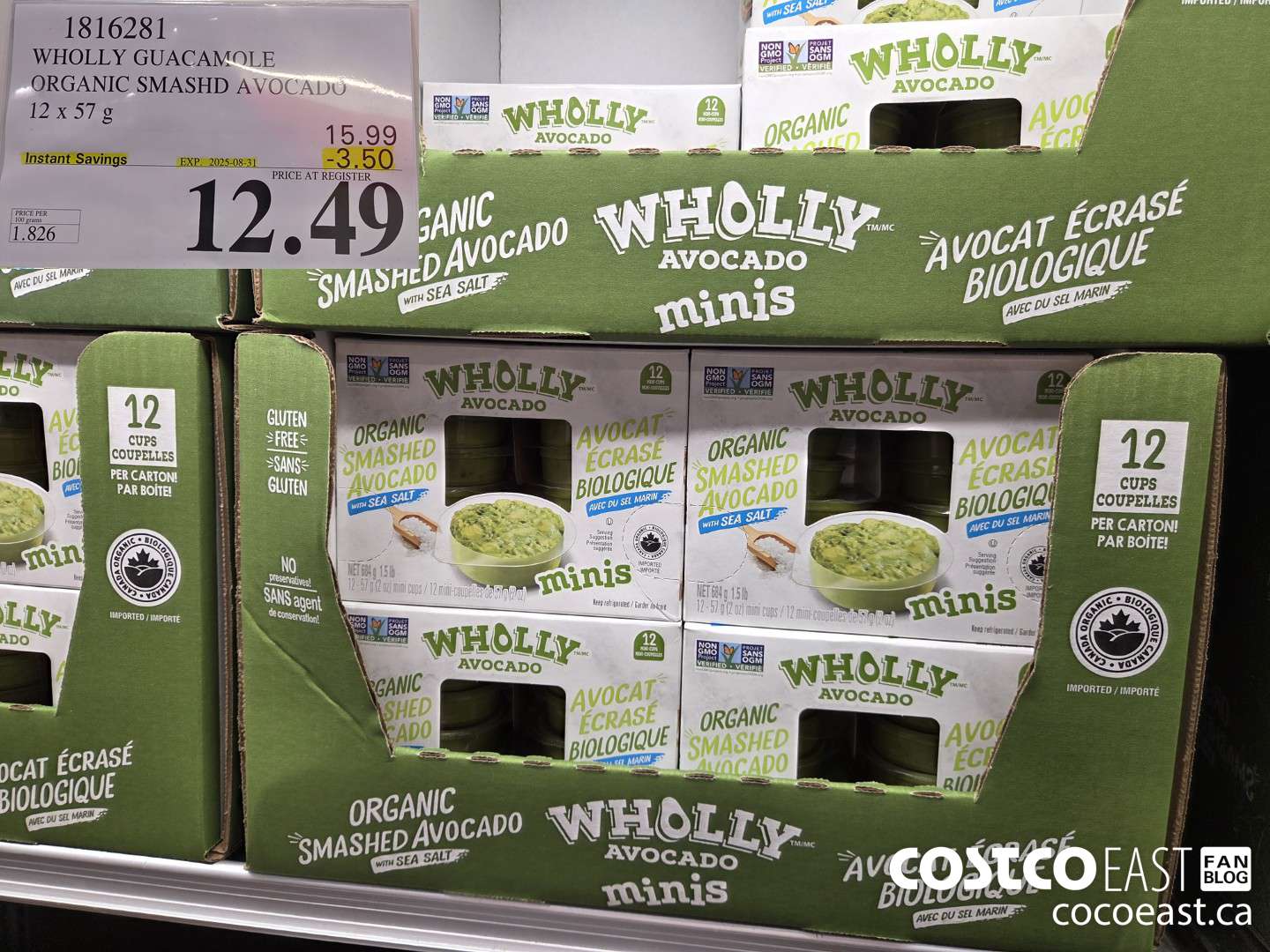 1816281 WHOLLY GUACAMOLE ORGANIC SMASHD AVOCADO 12 X 57 G ($3.50 INSTANT SAVINGS EXPIRES ON 2025-08-31) $12.49