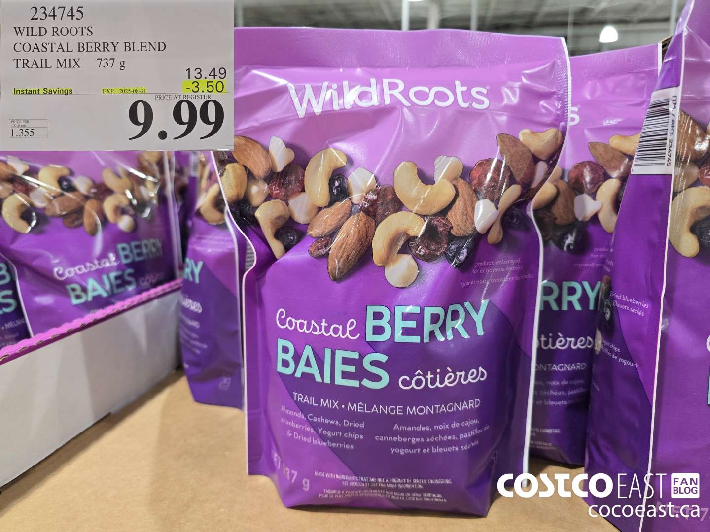 234745 WILD ROOTS COASTAL BERRY MIX 737 G ($3.50 INSTANT SAVINGS EXPIRES ON 2025-08-31) $9.99