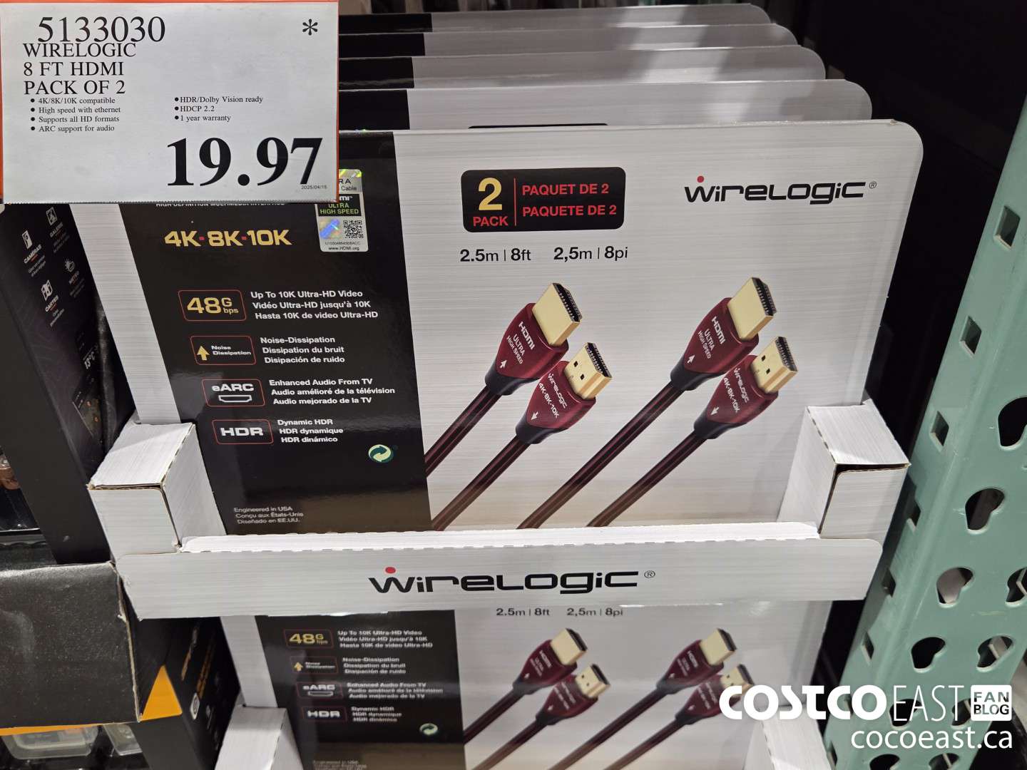 5133030 WIRELOGIC 8 FT HDMI PACK OF 2 $19.97