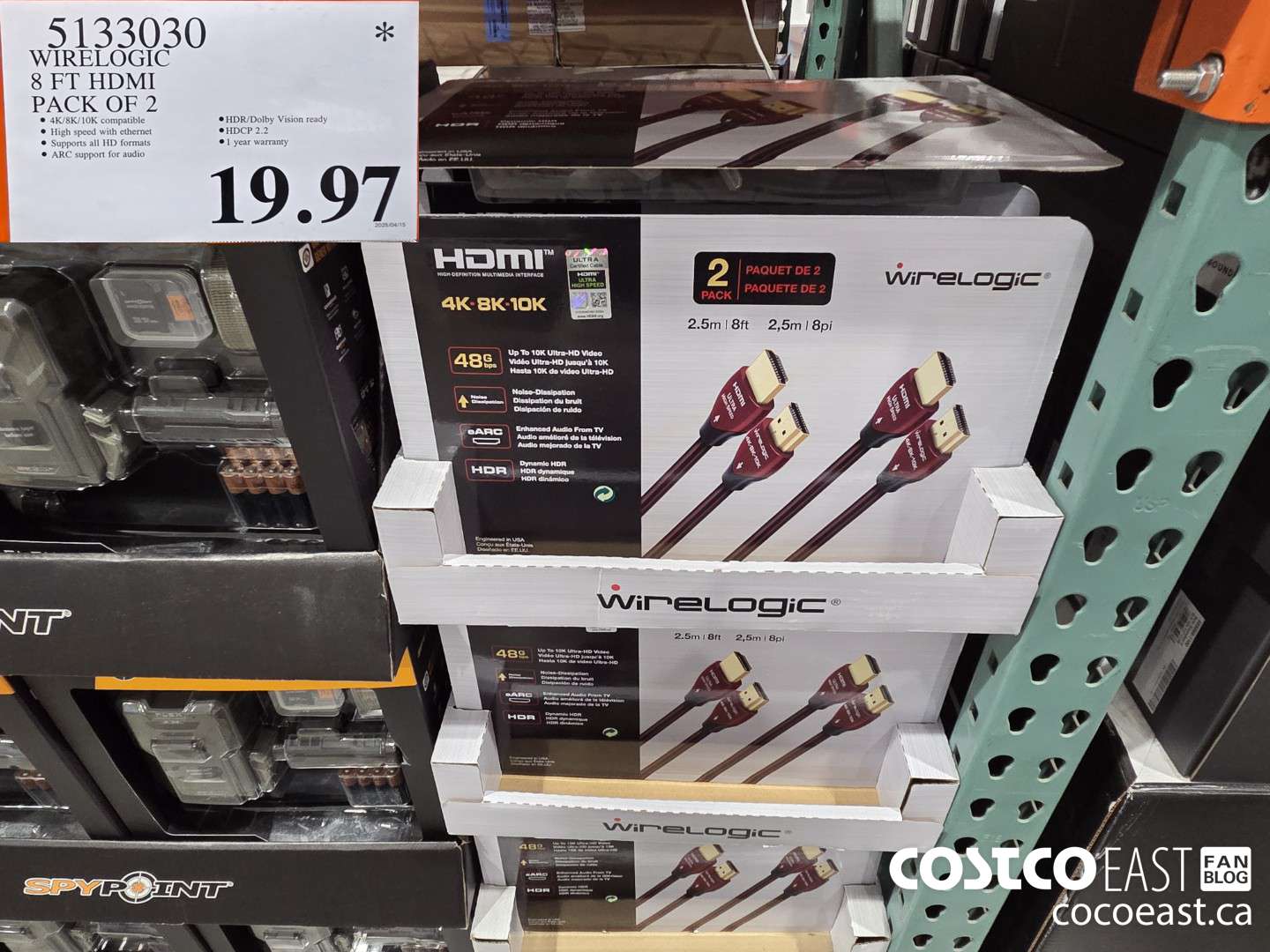 5133030 WIRELOGIC 8 FT HDMI PACK OF 2 $19.97