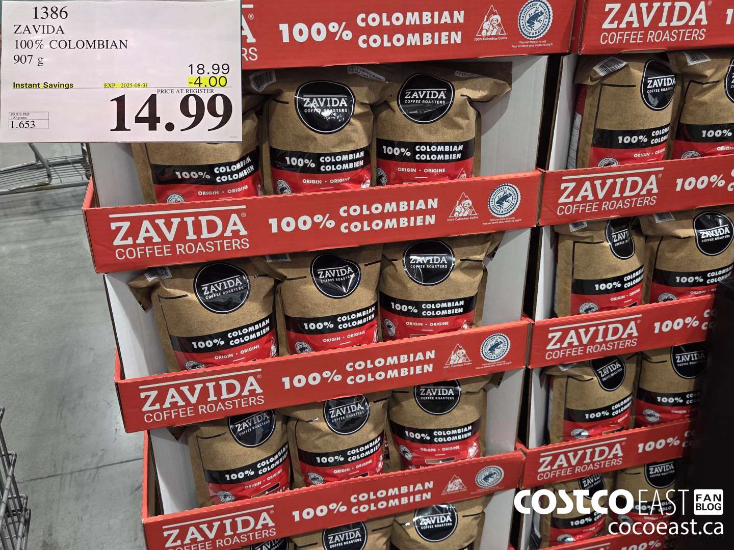 1386 ZAVIDA 100% COLOMBIAN 907 g ($4.00 INSTANT SAVINGS EXPIRES ON 2025-08-31) $14.99