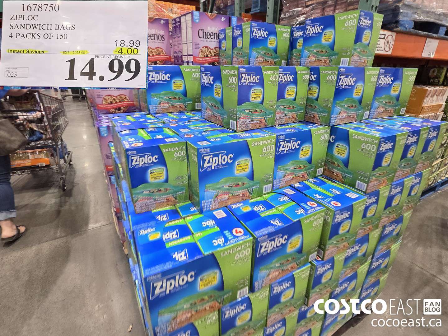 1678750 ZIPLOC SANDWICH BAGS 4 PACKS OF 150 ($4.00 INSTANT SAVINGS EXPIRES ON 2025-08-31) $14.99