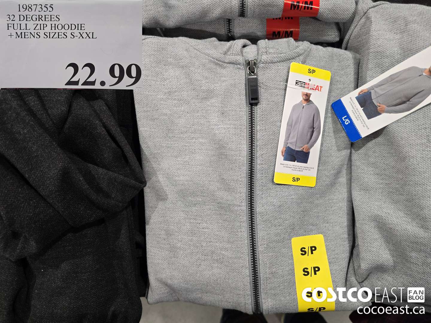 1987355 32 DEGREES FULL ZIP HOODIE +MENS SIZES S-XXL $22.99