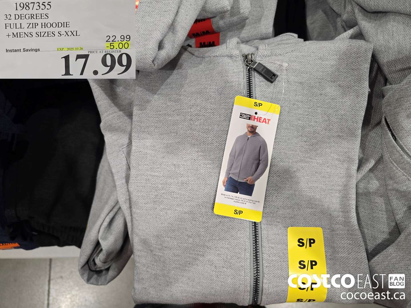 1987355 32 DEGREES FULL ZIP HOODIE +MENS SIZES S-XXL ($5.00 INSTANT SAVINGS EXPIRES ON 2025-10-26) $17.99