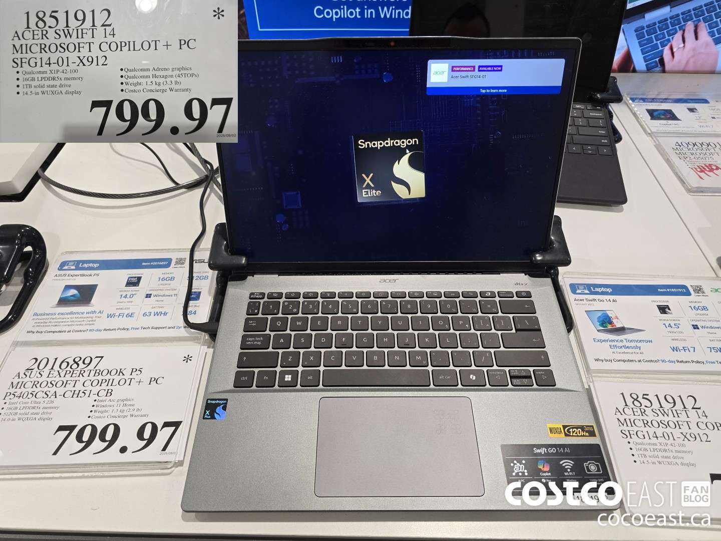 1851912 ACER SWIFT 14 MICROSOFT COPILOT+ PC SFG14-01-X912 $799.97