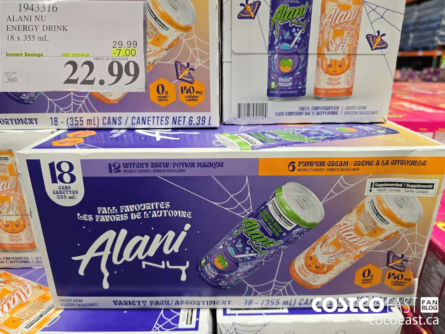 1943316 ALANI NU ENERGY DRINK 18 x 355 mL ($7.00 INSTANT SAVINGS EXPIRES ON 2025-09-28) $22.99