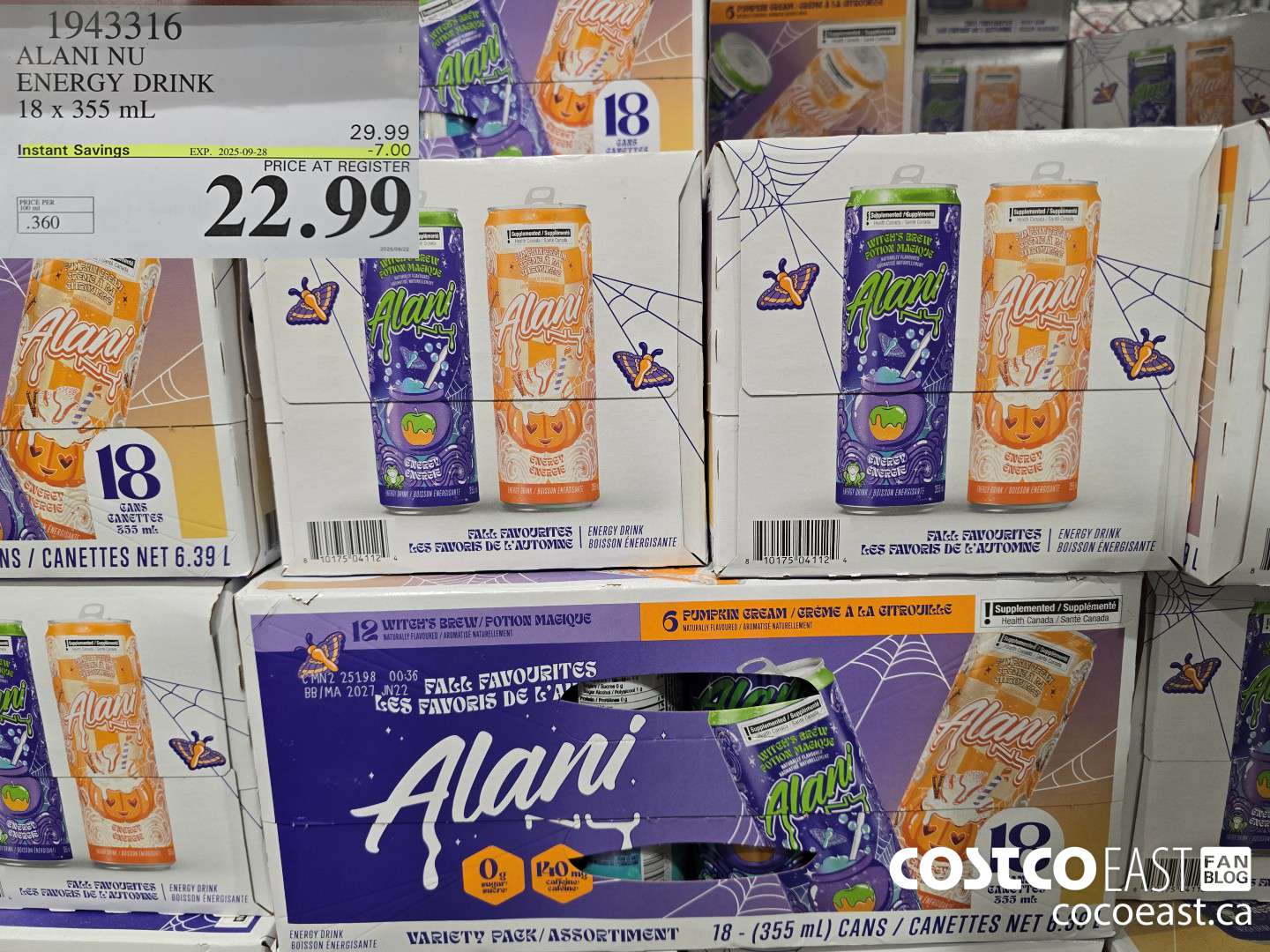 1943316 ALANI NU ENERGY DRINK 18 x 355 mL ($7.00 INSTANT SAVINGS EXPIRES ON 2025-09-28) $22.99