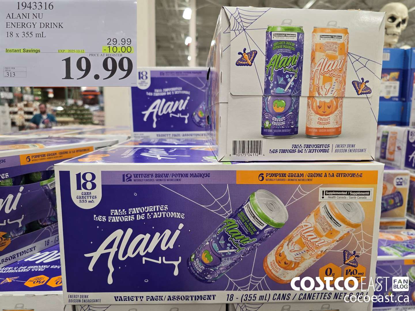 1943316 ALANI NU ENERGY DRINK 18 x 355 mL ($10.00 INSTANT SAVINGS EXPIRES ON 2025-10-12) $19.99