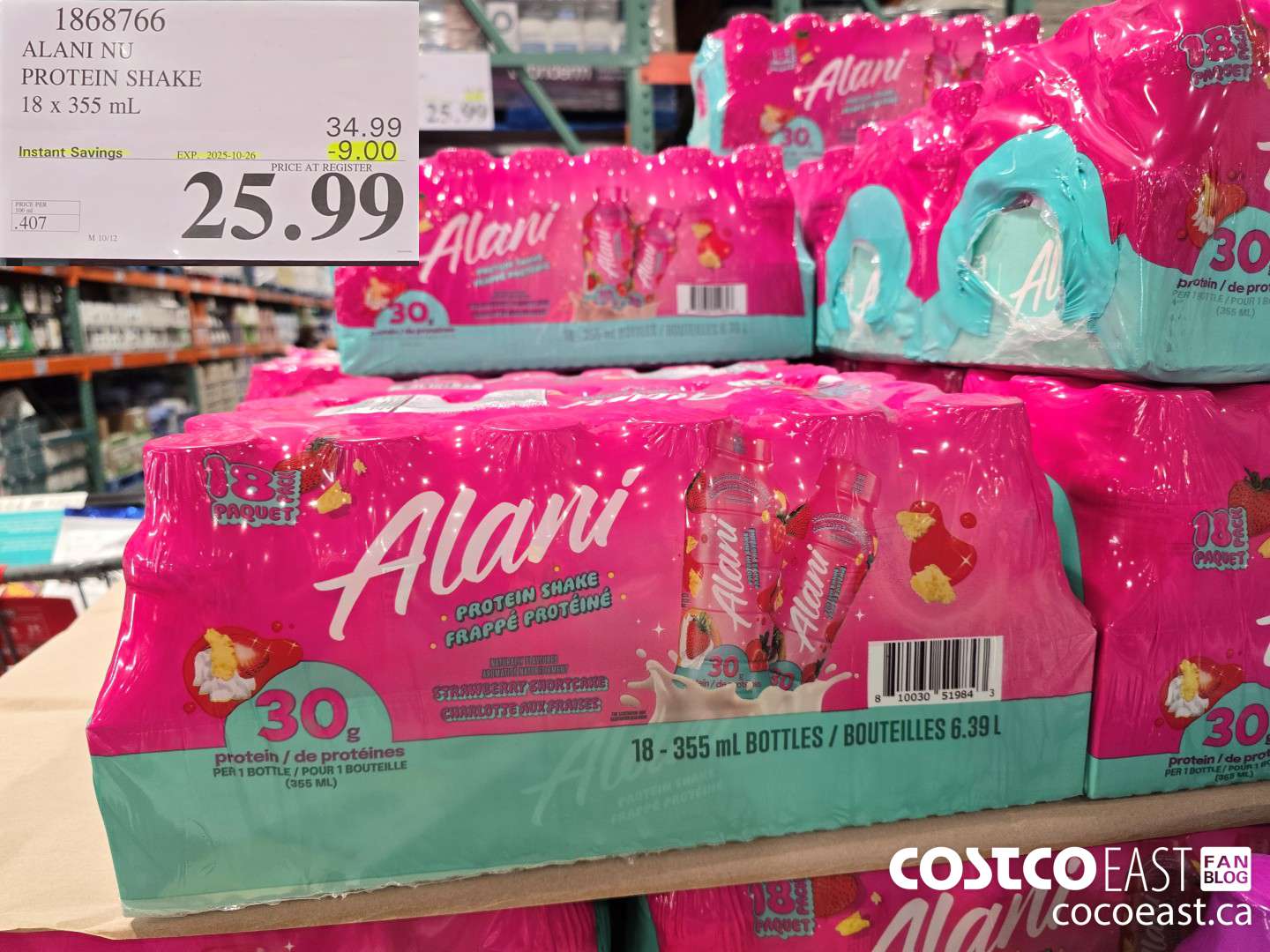 1868766 ALANI NU PROTEIN SHAKE 18 X 355 ML ($9.00 INSTANT SAVINGS EXPIRES ON 2025-10-26) $25.99