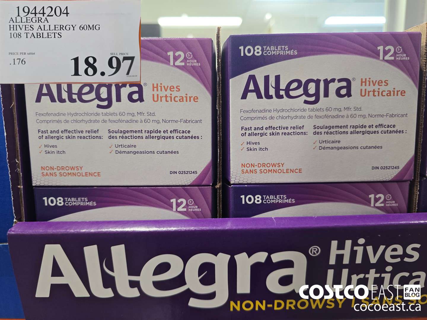 1944204 ALLEGRA HIVES ALLERGY 60MG 108 TABLETS $18.97