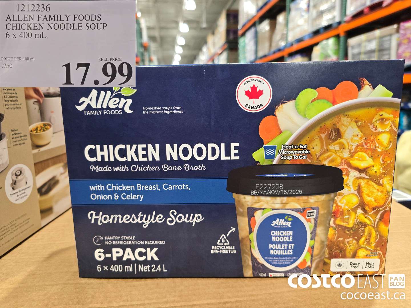 1212236 ALLEN FAMILY FOODS CHICKEN NOODLE SOUP 6 x 400 mL $17.99