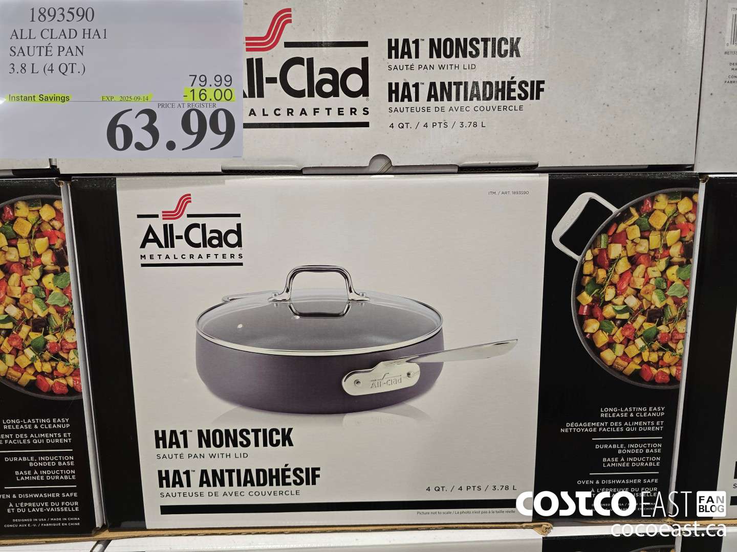 1893590 ALL CLAD HA1 SAUTE PAN 3.8 L (4 QT.) ($16.00 INSTANT SAVINGS EXPIRES ON 2025-09-14) $63.99