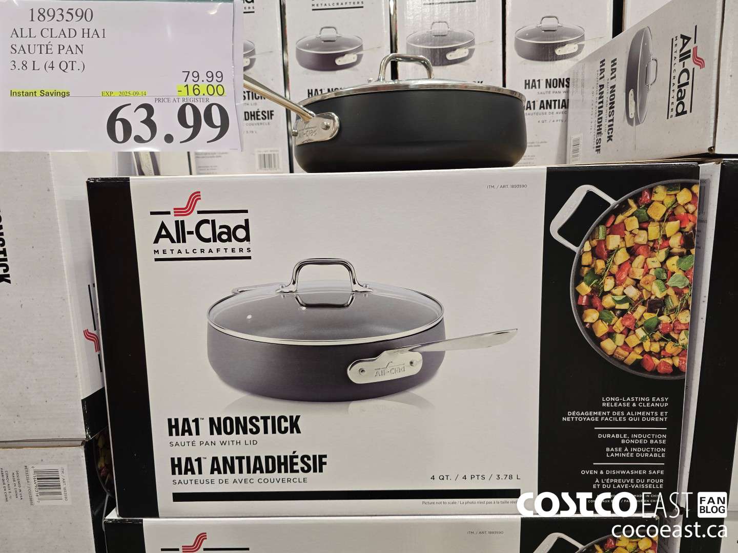 1893590 ALL CLAD HA1 SAUTE PAN 3.8 L (4 QT.) ($16.00 INSTANT SAVINGS EXPIRES ON 2025-09-14) $63.99