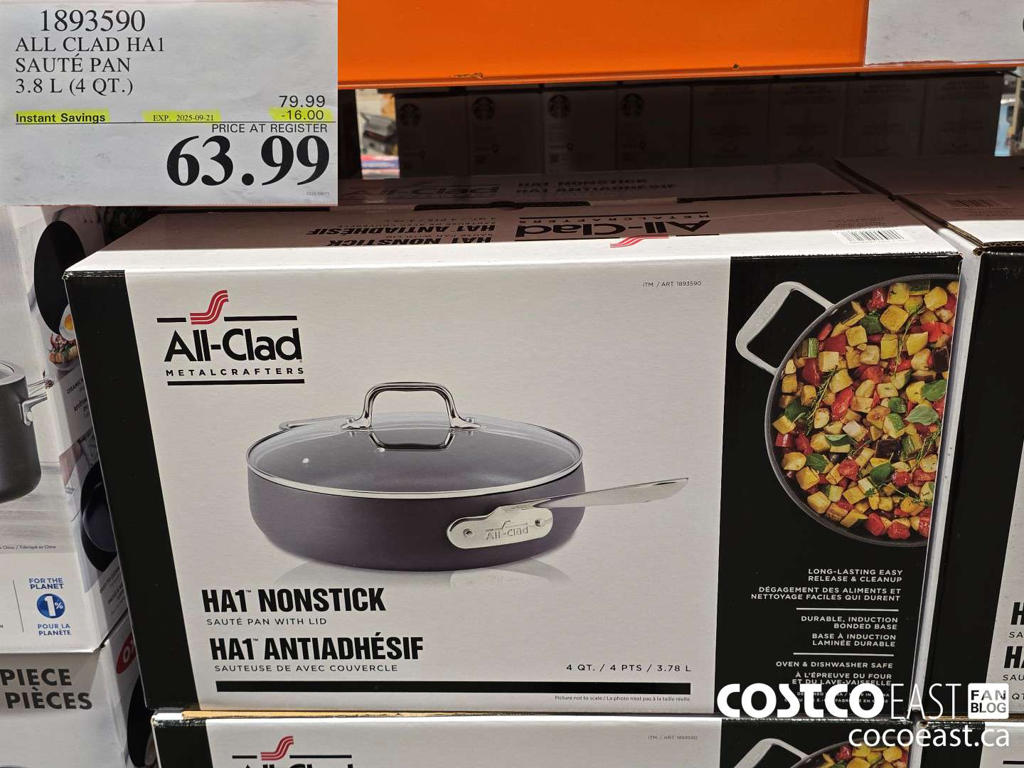 1893590 ALL CLAD HA1 SAUTE PAN 3.8 L (4 QT.) ($16.00 INSTANT SAVINGS EXPIRES ON 2025-09-21) $63.99
