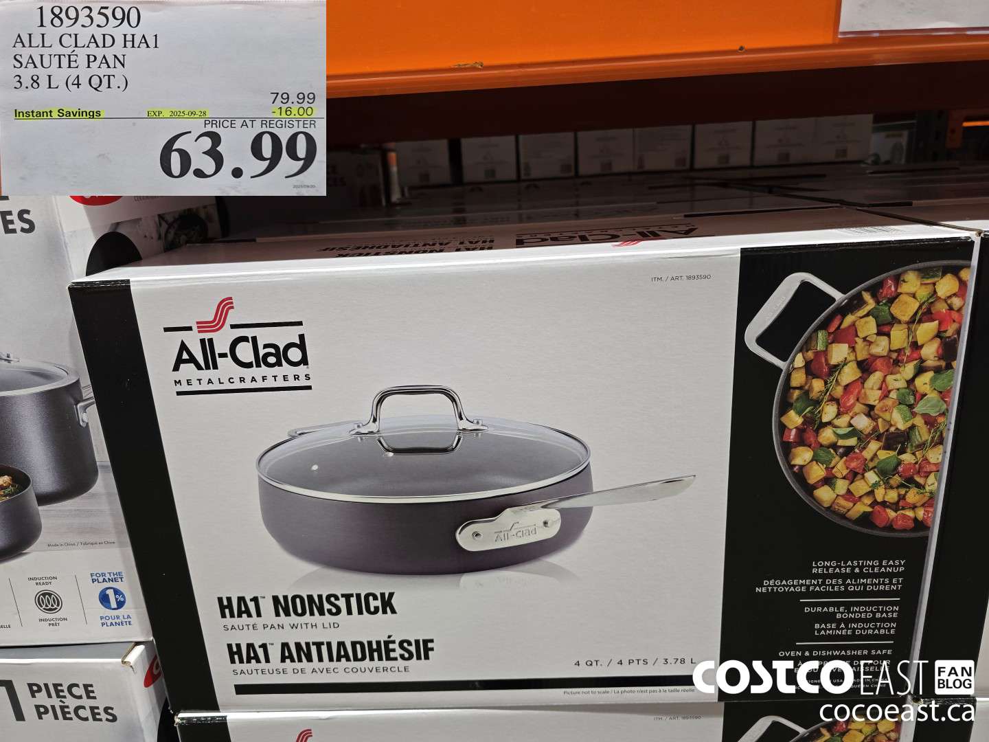 1893590 ALL CLAD HA1 SAUTE PAN 3.8 L (4 QT.) ($16.00 INSTANT SAVINGS EXPIRES ON 2025-09-28) $63.99