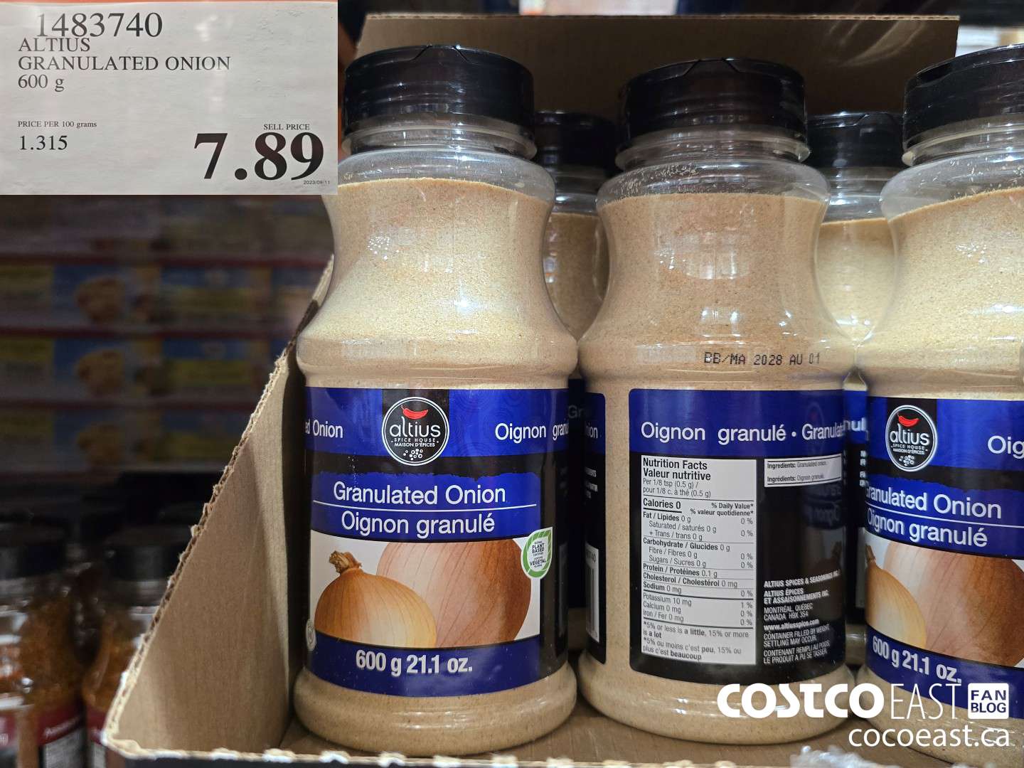 1483740 ALTIUS GRANULATED ONION 600 G $7.89