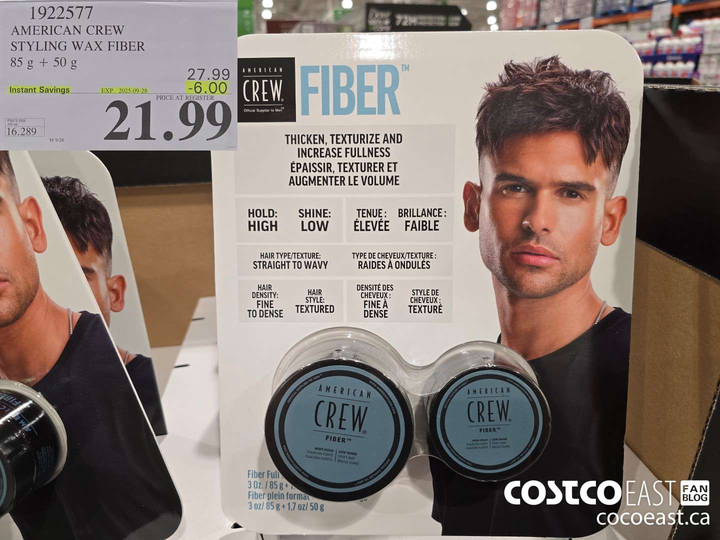 1922577 AMERICAN CREW STYLING WAX FIBER 85g + 50G ($6.00 INSTANT SAVINGS EXPIRES ON 2025-09-28) $21.99