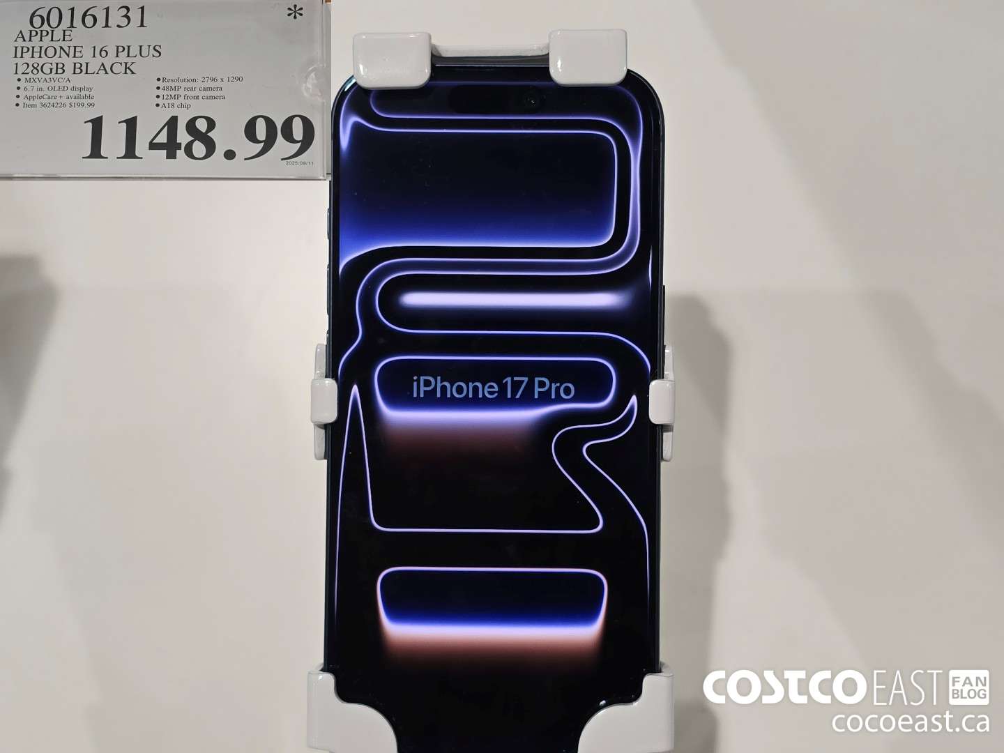 6016131 APPLE IPHONE 16 PLUS 128GB BLACK $1148.99