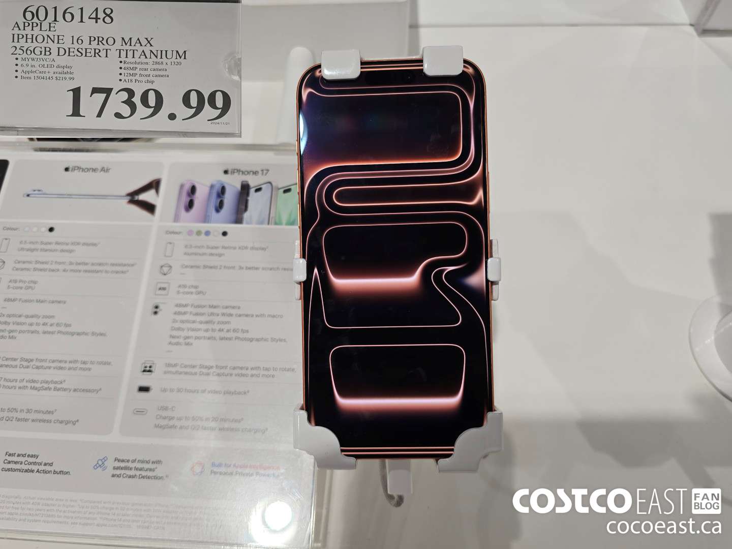 6016148 APPLE IPHONE 16 PRO MAX 256 GB DESERT TITANIUM $1739.99