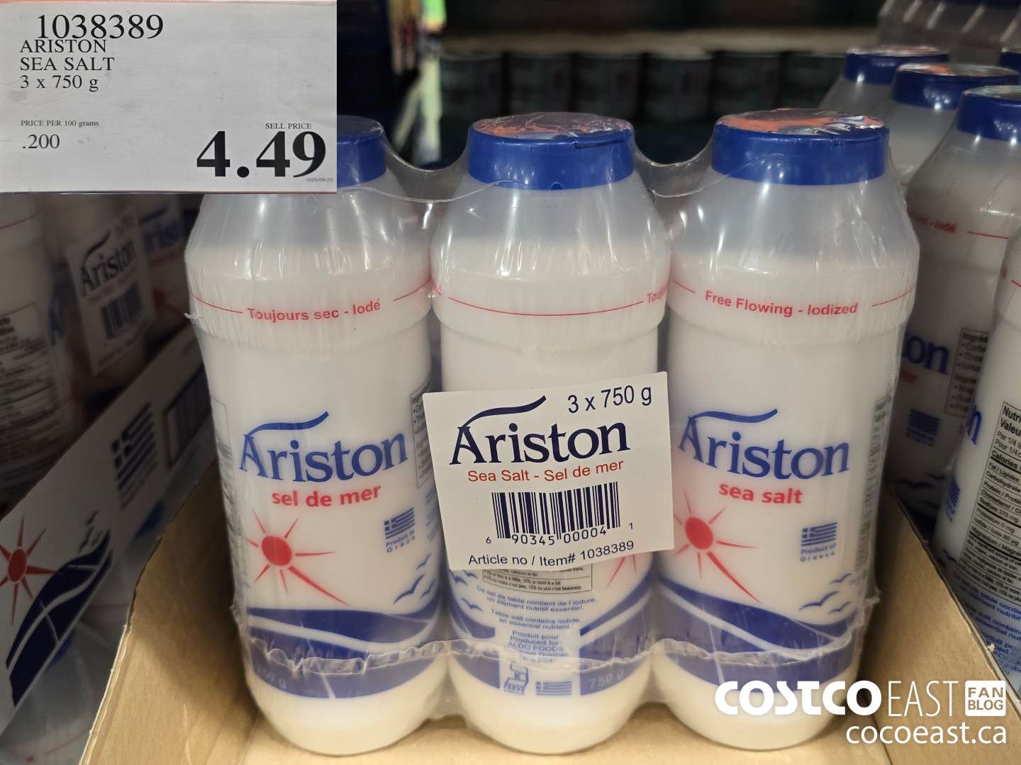 1038389 ARISTON SEA SALT 3 x 750 g $4.49