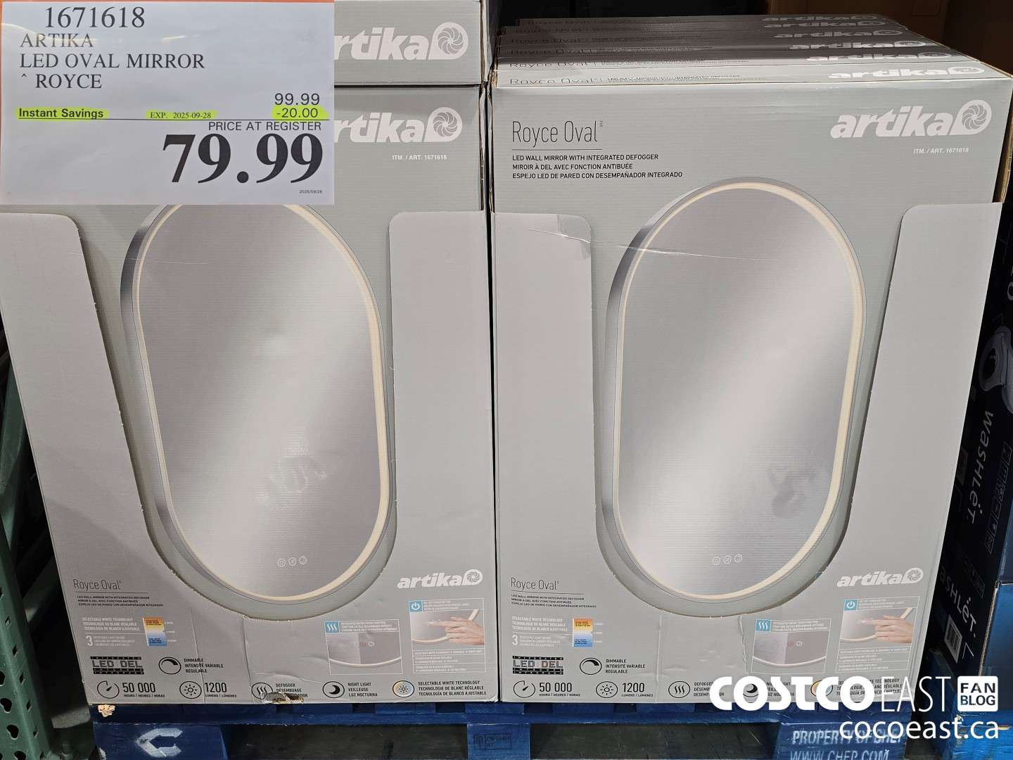 1671618 ARTIKA LED OVAL MIRROR ROYCE ($20.00 INSTANT SAVINGS EXPIRES ON 2025-09-28) $79.99