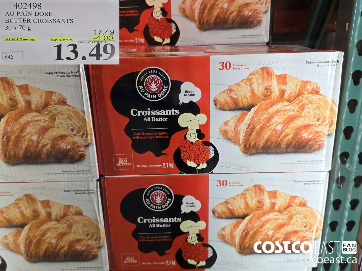 402498 AU PAIN DORE BUTTER CROISSANTS 30 X 70 G ($4.00 INSTANT SAVINGS EXPIRES ON 2025-09-07) $13.49