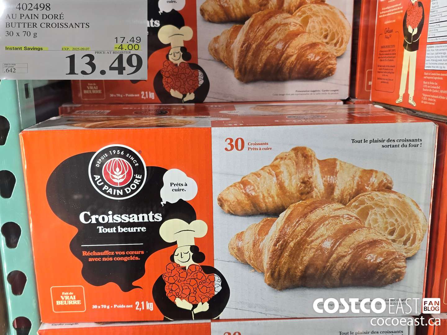402498 AU PAIN DORE BUTTER CROISSANTS 30 X 70 G ($4.00 INSTANT SAVINGS EXPIRES ON 2025-09-07) $13.49
