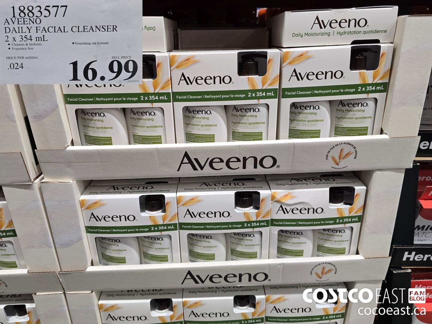 1883577 AVEENO DAILY FACIAL CLEANSER 2 x 354 ML $16.99