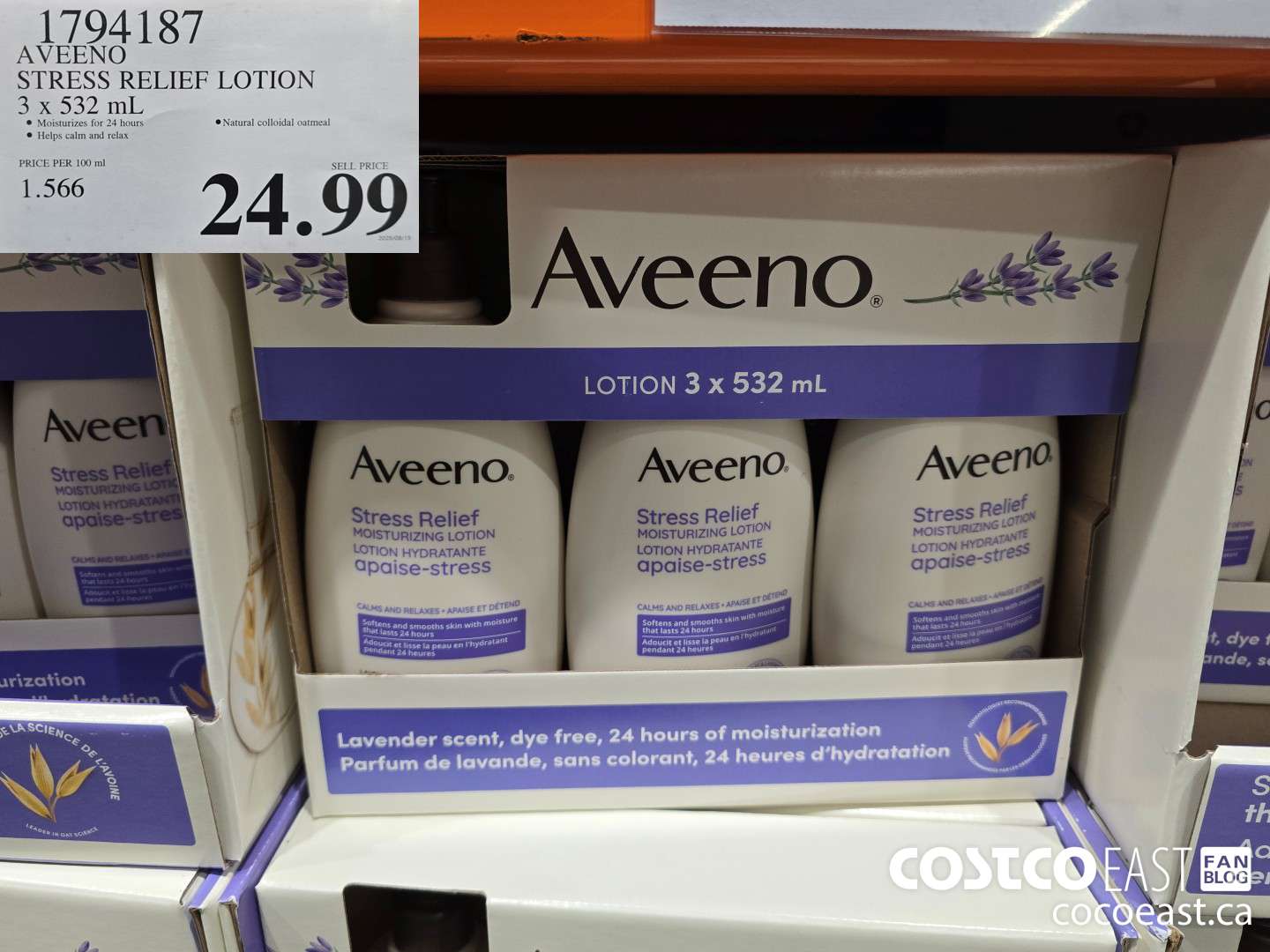 1794187 AVEENO STRESS RELIEF LOTION 3 x 532ml $24.99