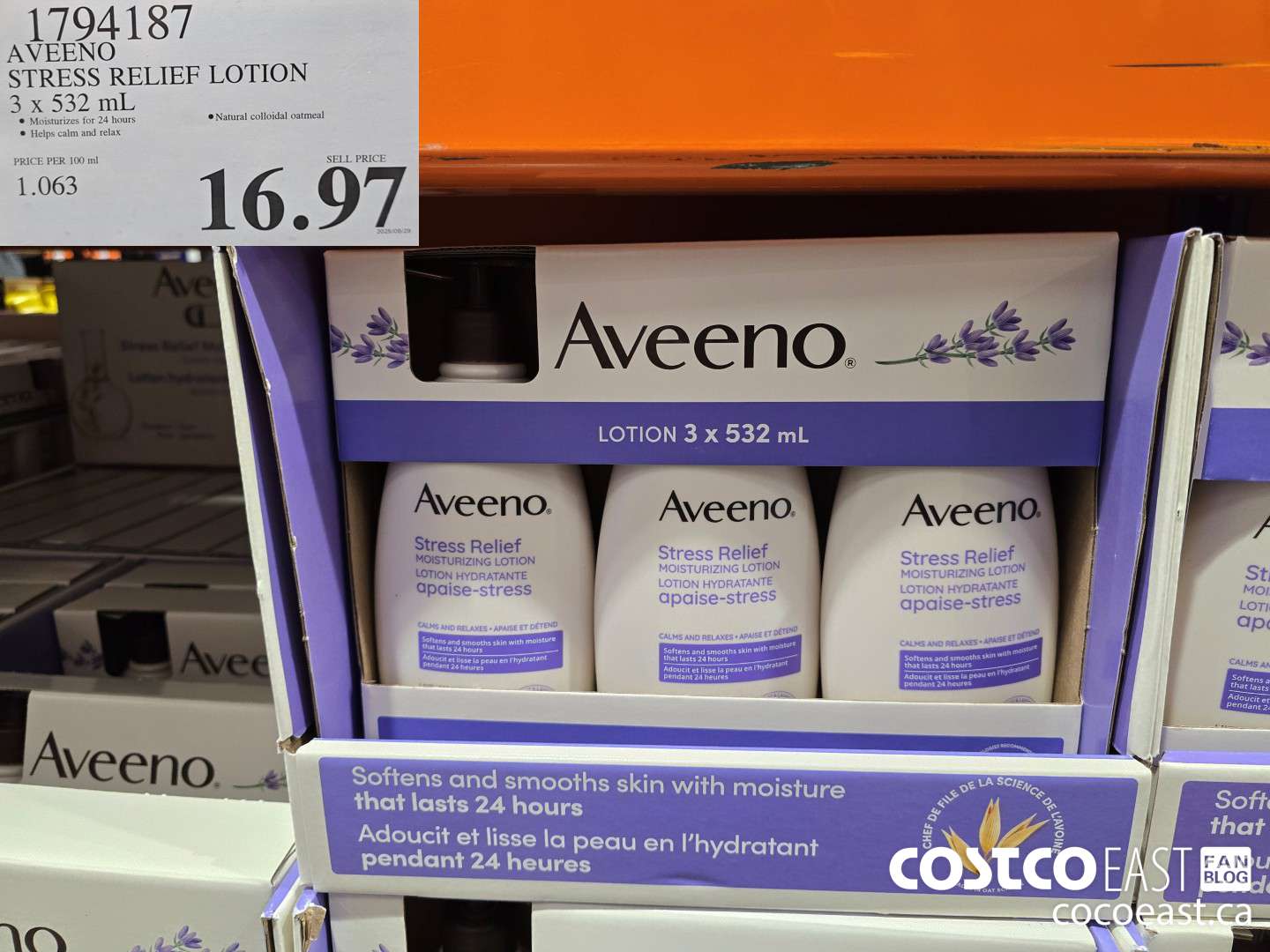 1794187 AVEENO STRESS RELIEF LOTION 3 x 532ml $16.97
