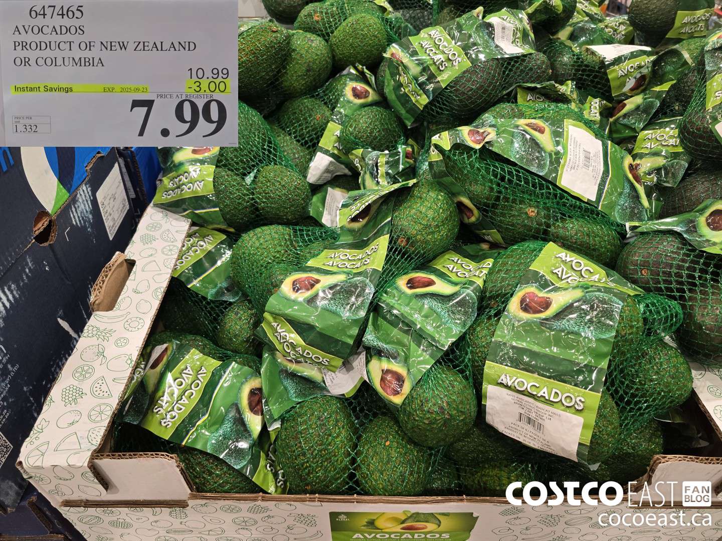 647465 AVOCADOS PRODUCT OF MEXICO, PERU, OR COLUMBIA ($3.00 INSTANT SAVINGS EXPIRES ON 2025-09-23) $7.99