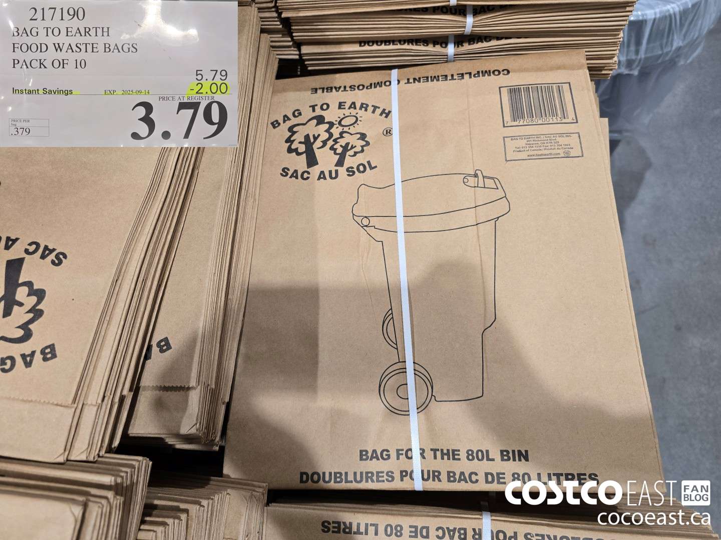 217190 BAG TO EARTH FOOD WASTE BAGS PACK OF 10 ($2.00 INSTANT SAVINGS EXPIRES ON 2025-09-14) $3.79