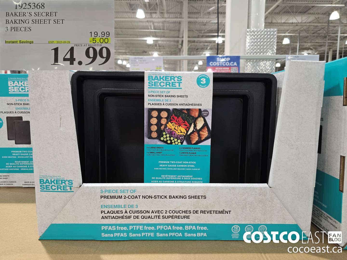 1925368 BAKER'S SECRET BAKING SHEET SET 3 PIECES ($5.00 INSTANT SAVINGS EXPIRES ON 2025-09-28) $14.99