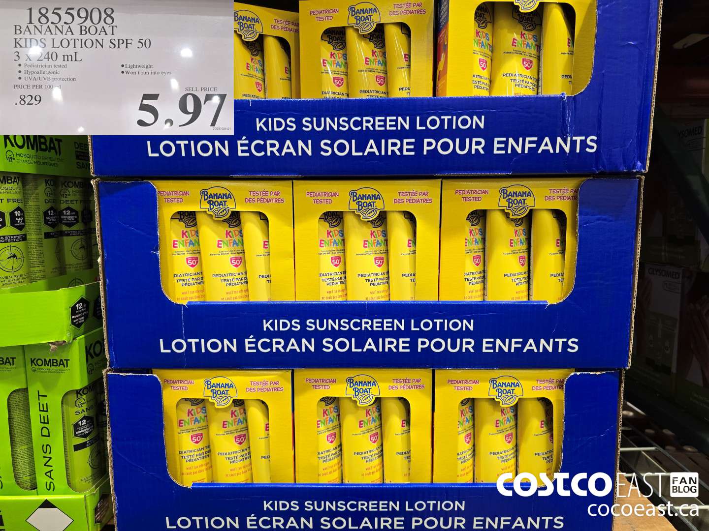 1855908 BANANA BOAT KIDS LOTION SPF 50 3 x 240 mL $5.97