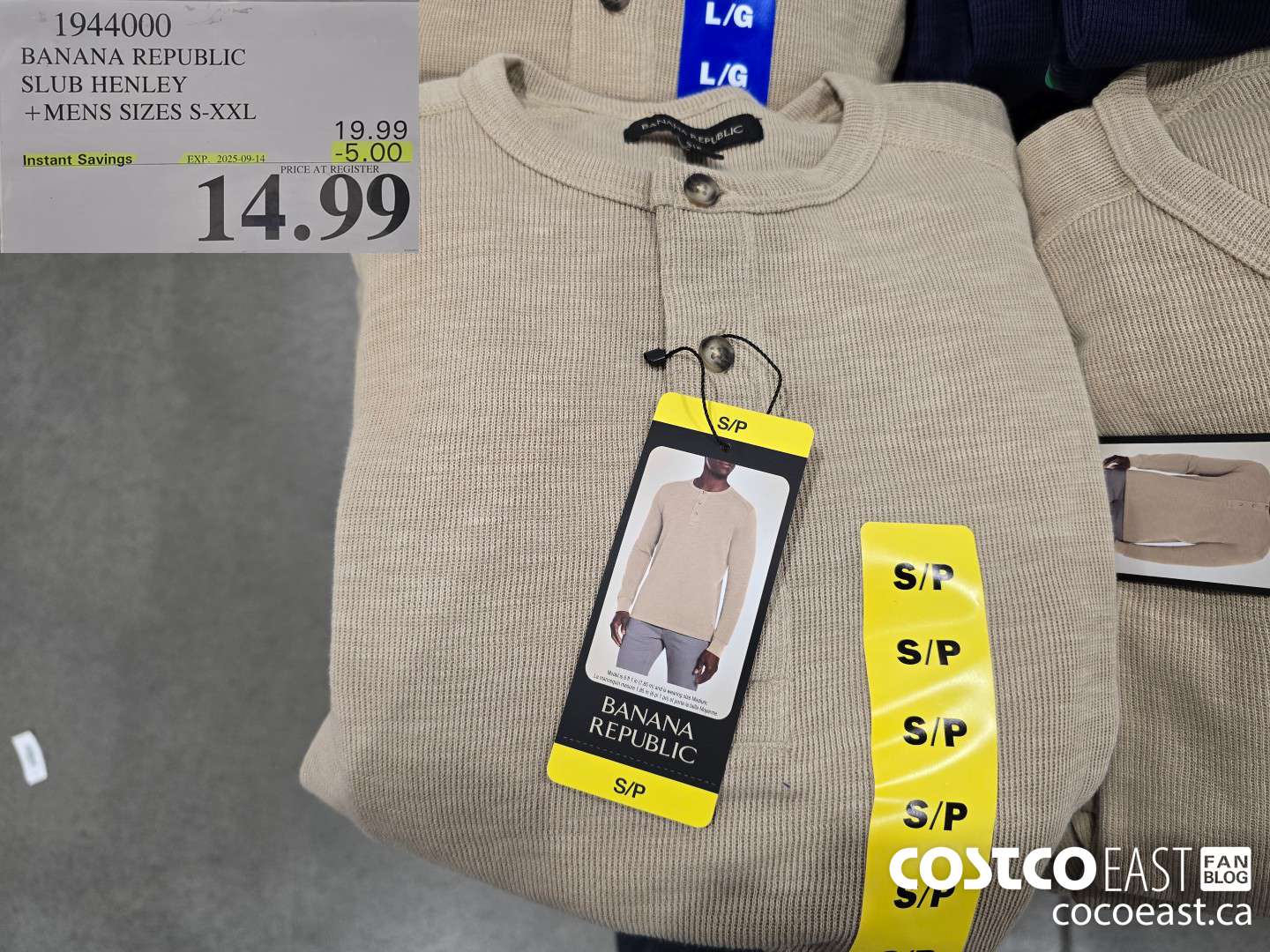 1944000 BANANA REPUBLIC SLUB HENLEY +MENS SIZES S-XXL ($5.00 INSTANT SAVINGS EXPIRES ON 2025-09-14) $14.99