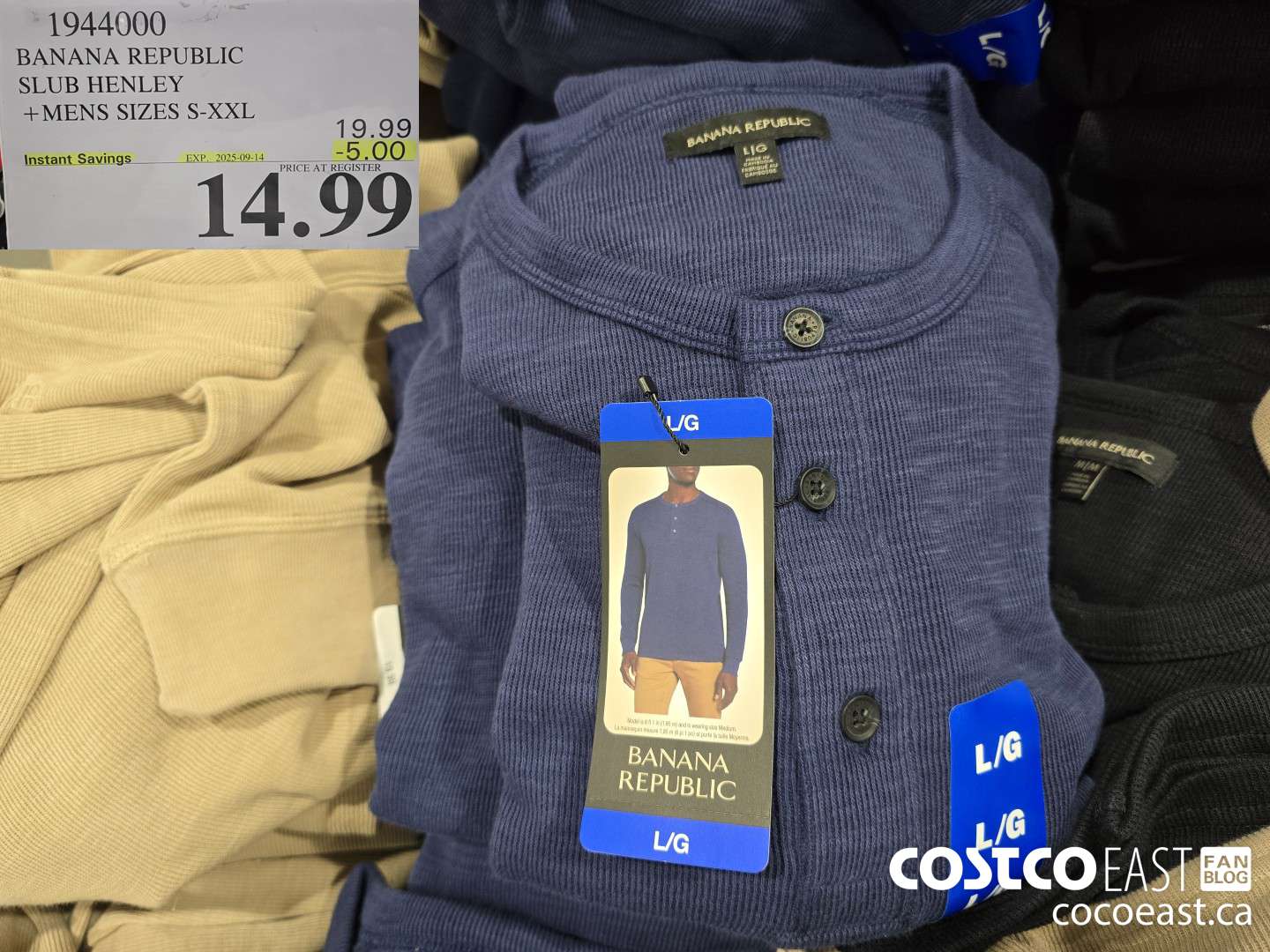 1944000 BANANA REPUBLIC SLUB HENLEY +MENS SIZES S-XXL ($5.00 INSTANT SAVINGS EXPIRES ON 2025-09-14) $14.99