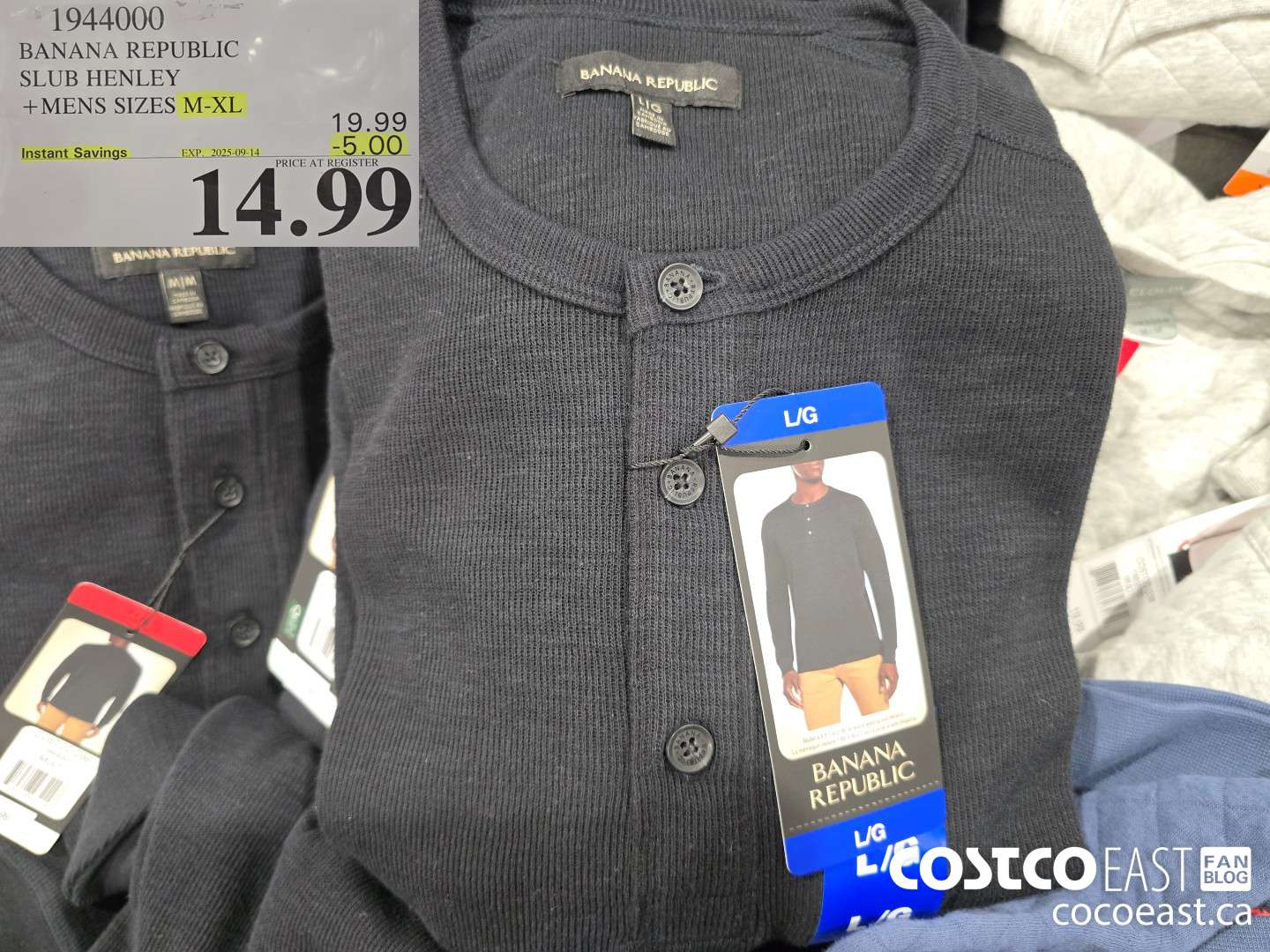 1944000 BANANA REPUBLIC SLUB HENLEY +MENS SIZES S-XXL ($5.00 INSTANT SAVINGS EXPIRES ON 2025-09-14) $14.99