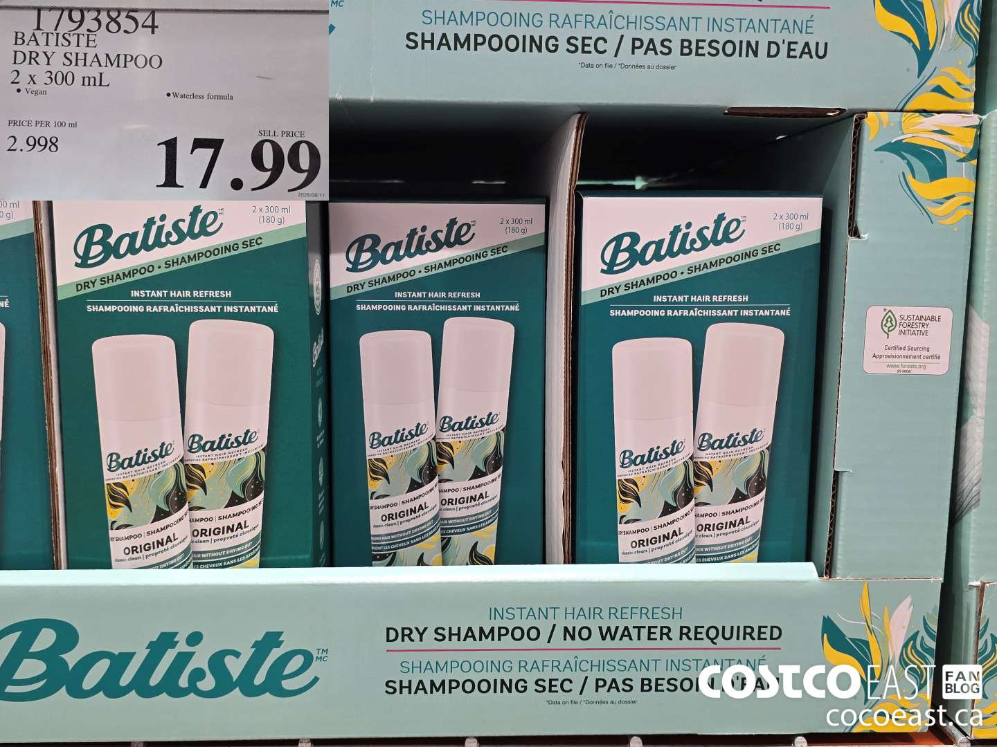 1793854 BATISTE DRY SHAMPOO 2 x 300 mL $17.99