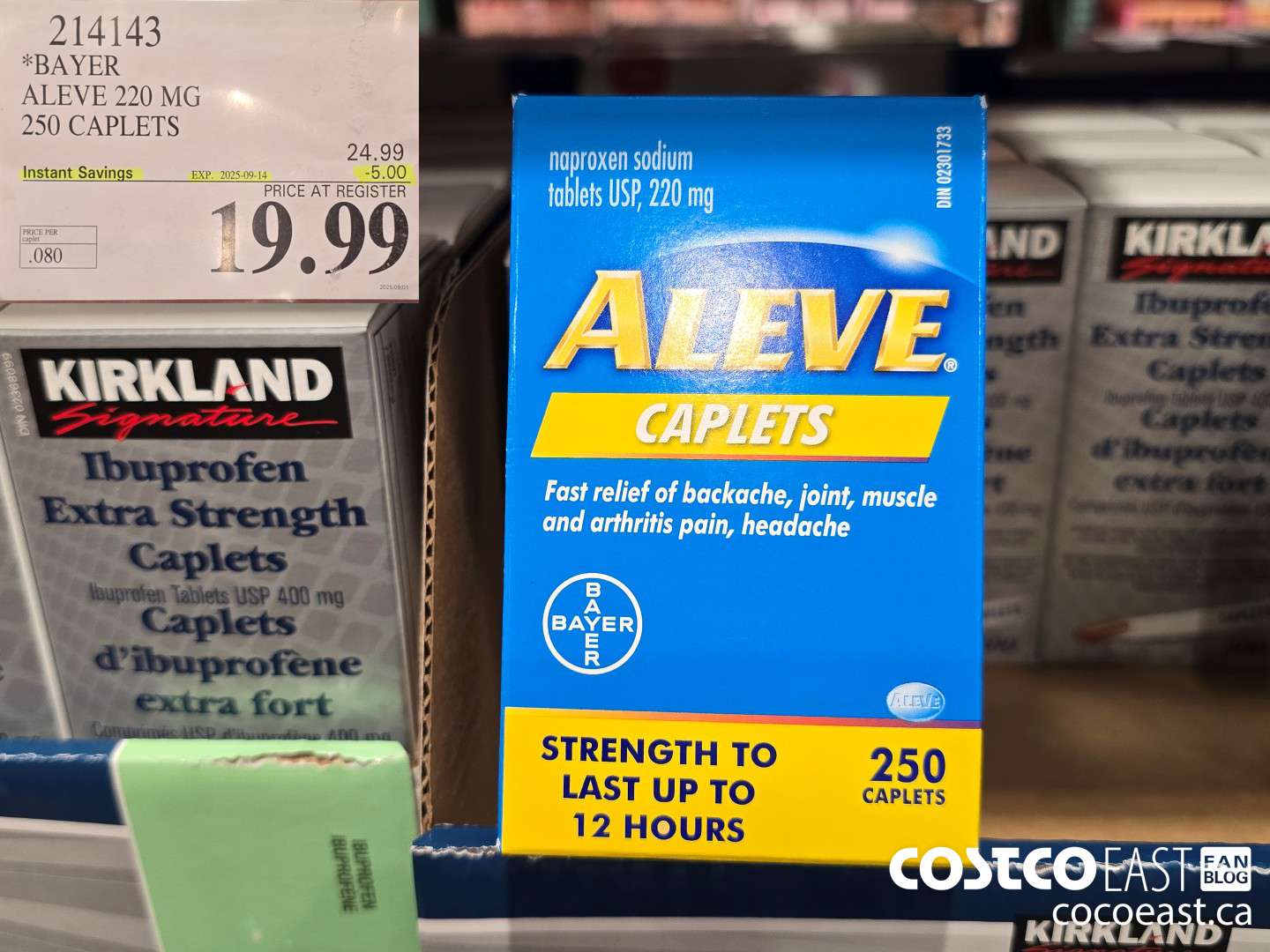 214143 BAYER ALEVE 220 MG 250 CAPLETS ($5.00 INSTANT SAVINGS EXPIRES ON 2025-09-14) $19.99