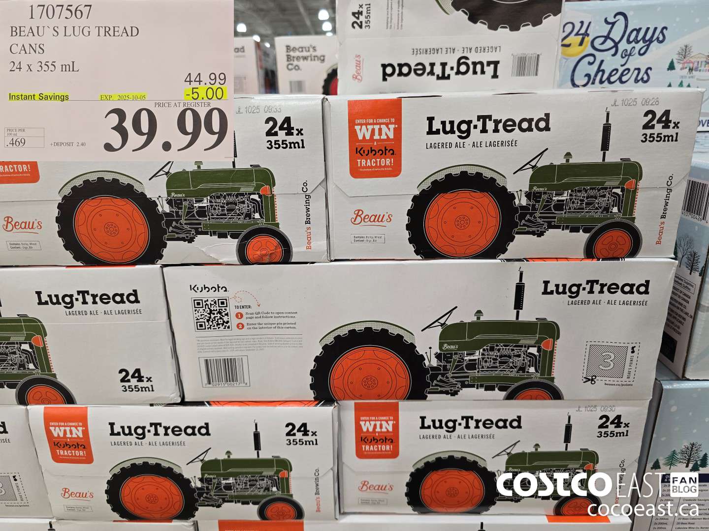 1707567 BEAU'S LUG TREAD CANS 24 x 355 mL ($5.00 INSTANT SAVINGS EXPIRES ON 2025-10-05) $39.99