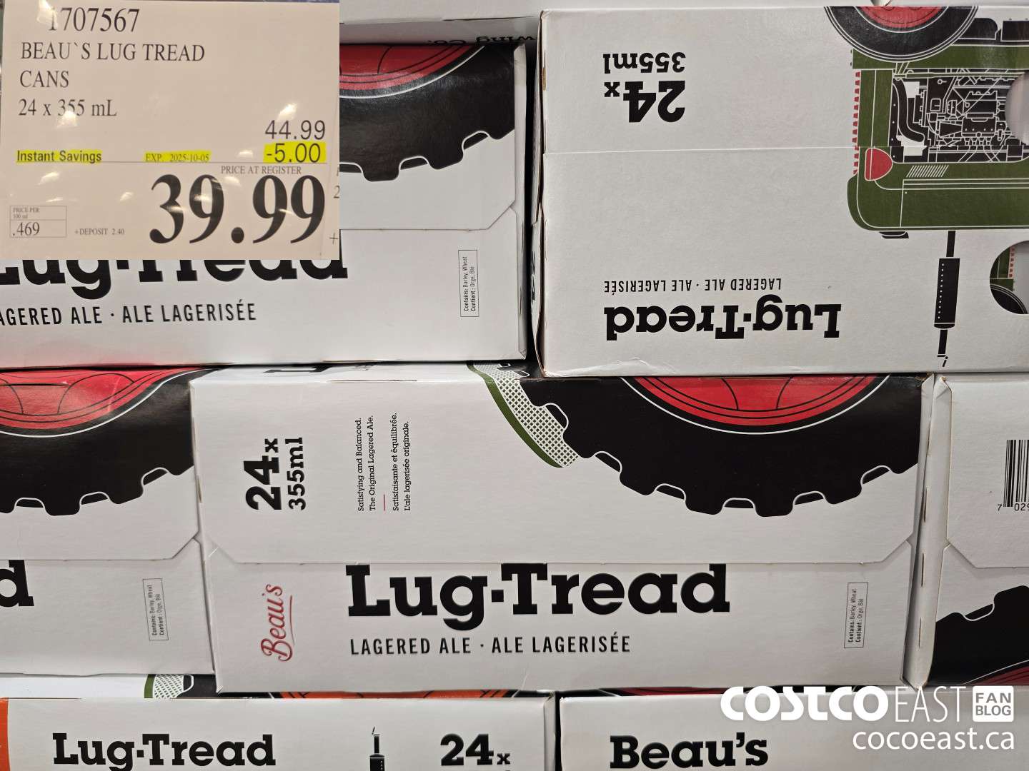 1707567 BEAU'S LUG TREAD CANS 24 x 355 mL ($5.00 INSTANT SAVINGS EXPIRES ON 2025-10-05) $39.99