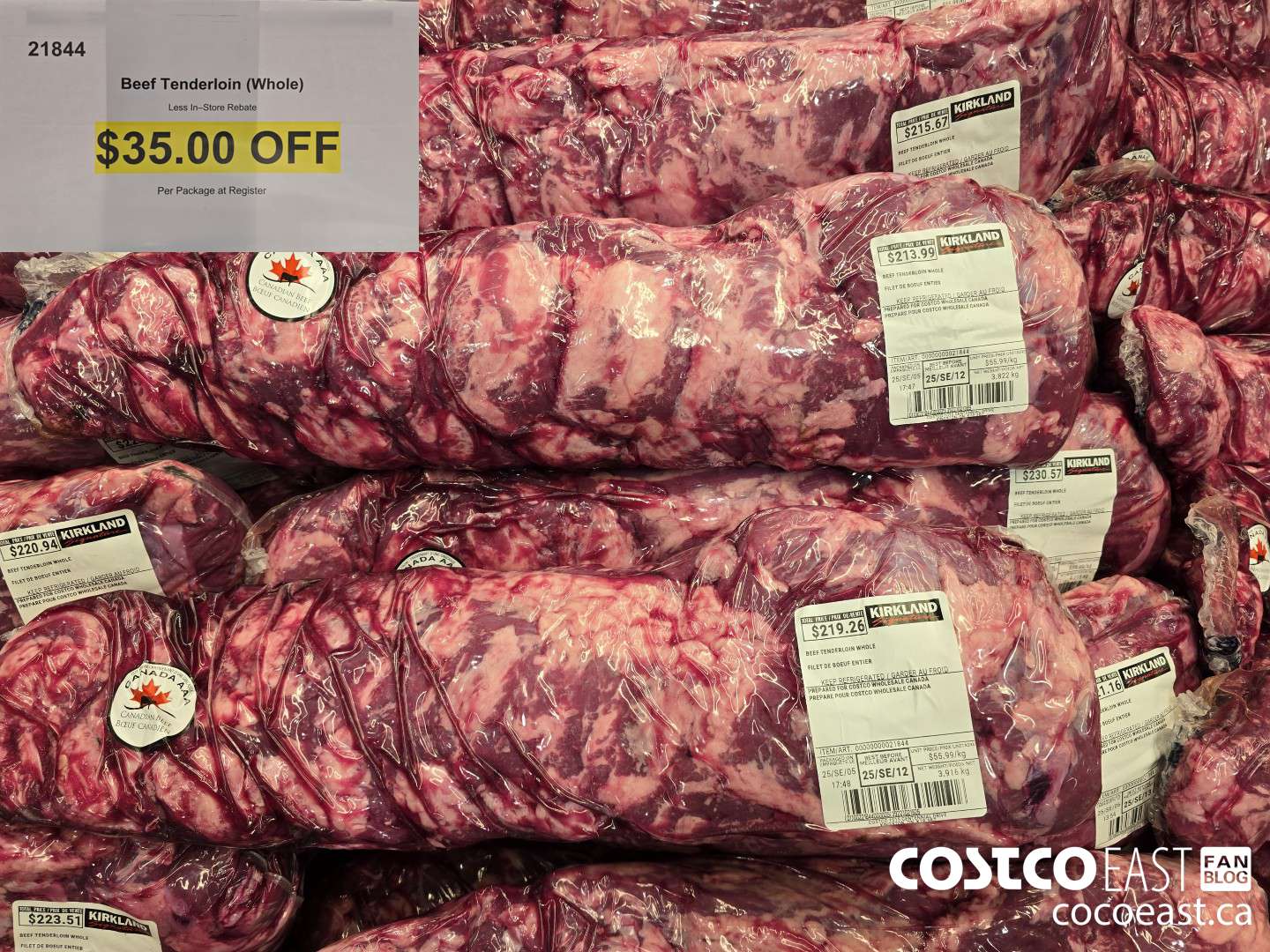 21844 BEEF TENDERLOIN (WHOLE) ($35.00 INSTANT SAVINGS)