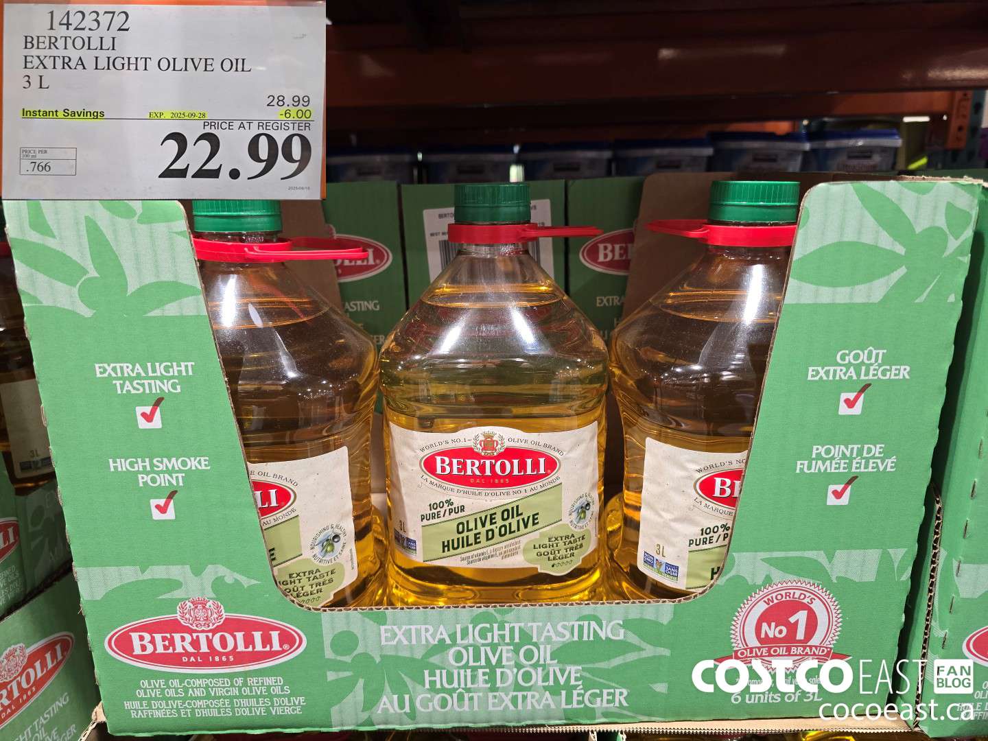 142372 BERTOLLI EXTRA LIGHT OLIVE OIL 3L ($6.00 INSTANT SAVINGS EXPIRES ON 2025-09-28) $22.99