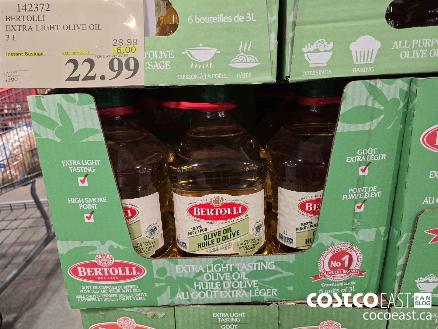 142372 BERTOLLI EXTRA LIGHT OLIVE OIL 3L ($6.00 INSTANT SAVINGS EXPIRES ON 2025-09-28) $22.99
