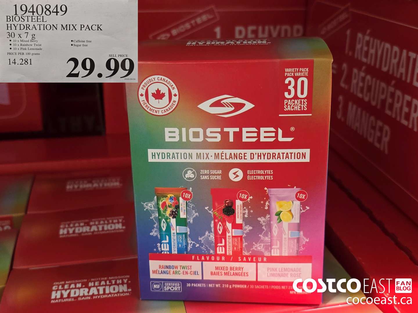 1940849 BIOSTEEL HYDRATION MIX PACK 30 X 7 G $29.99